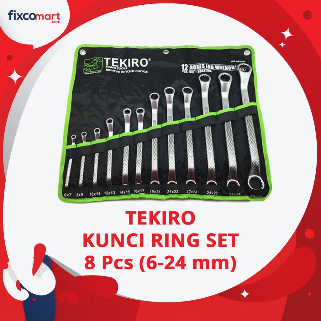 Tekiro Kunci Ring Set 8 Pcs (6-24 Mm) / Tekiro Box End Wrench Set