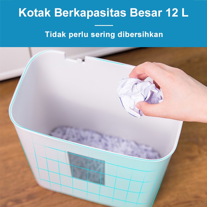 Deli Mesin Penghancur Kertas Elektrik 1 Tahun Umpan Otomatis Alat Penghancur Kertas Cakram Kartu Pisau Baja Nitrida 12L A4 5 Lembar Penghancur Kertas Paper Shredder