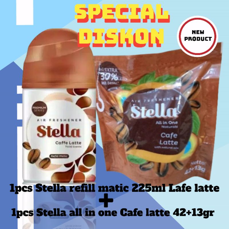 Pengharum Stella Paket Cofee refill matic 225ml+Stella All in one cofee 42+13gr