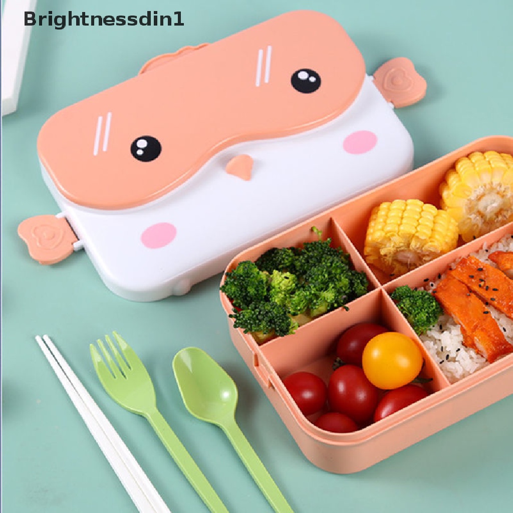 Kotak Makan Siang Bento Bentuk Persegi Panjang Bahan Plastik Anti Bocor Portable 1 In 1 Untuk Anak Sekolah