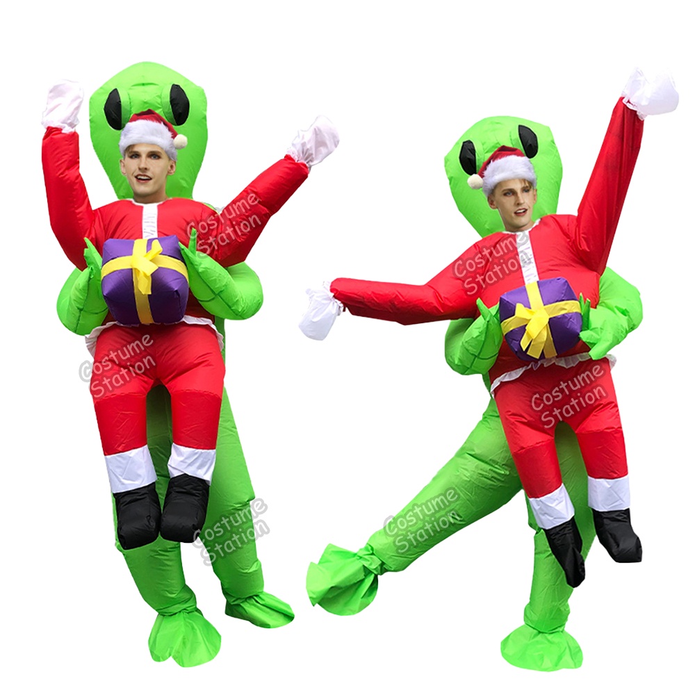 Kostum Alien Santa Abduction / Costume Hadiah Natal Christmas dewasa