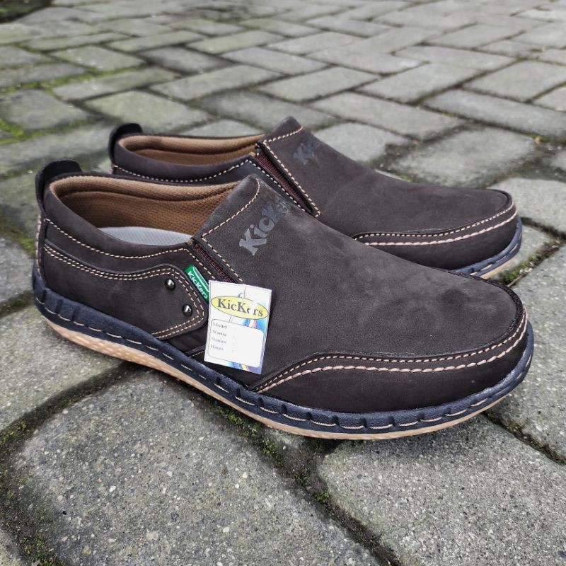 Kickers Sepatu Casual Kasual Pria Bahan Kulit Asli Slip On Elegan Murah Kode KC27