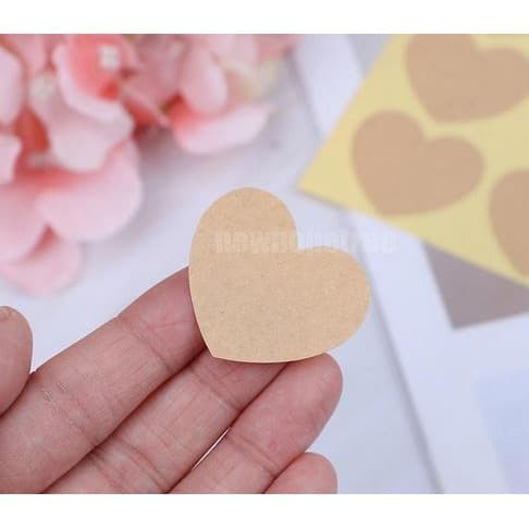 Paper Tags Sticker Label - Blank Heart Kraft Paper (1sheet/12pcs)