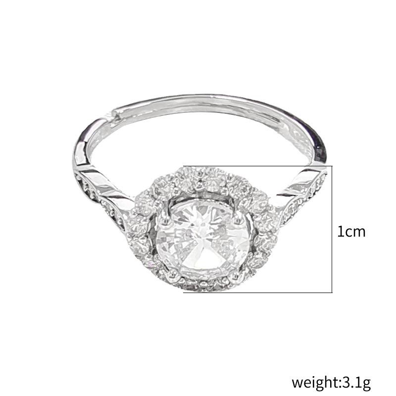 Cincin Wanita Model Terbuka Hias zircon Gaya Mewah / simple Ringan Untuk Pernikahan