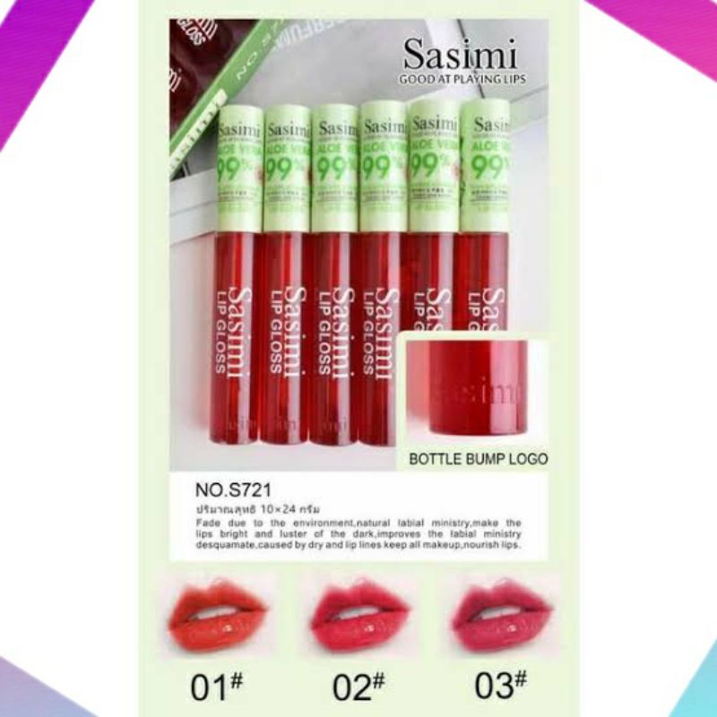 [S721] Lip Tint SASIMI Aloevera 99% Lip Tint Thailand Liptint Aloevera 99%