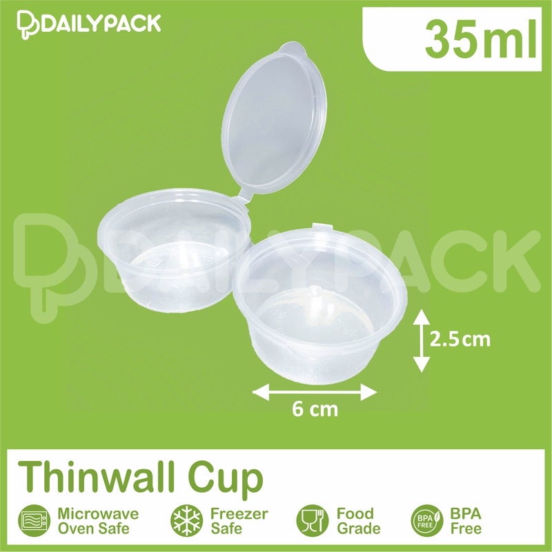 Thinwall Cup Sambal Klip 35 ml / Tempat saus Sambal 35 ml / Plastik Sambal