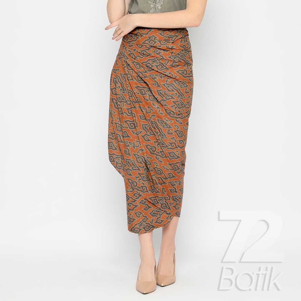 ROK BATIK SPAN Skirt Lilit Kebaya Instan Modern Wanita Motif Mega Mendung Orange 729572 Cap 72 - Rok Batik Lilit Bawahan Skirt Kamen Kebaya Songket Batik Panjang Plisket Span Instan Jadi Bali Lembaran Premium Modern Untuk Wanita Kondangan