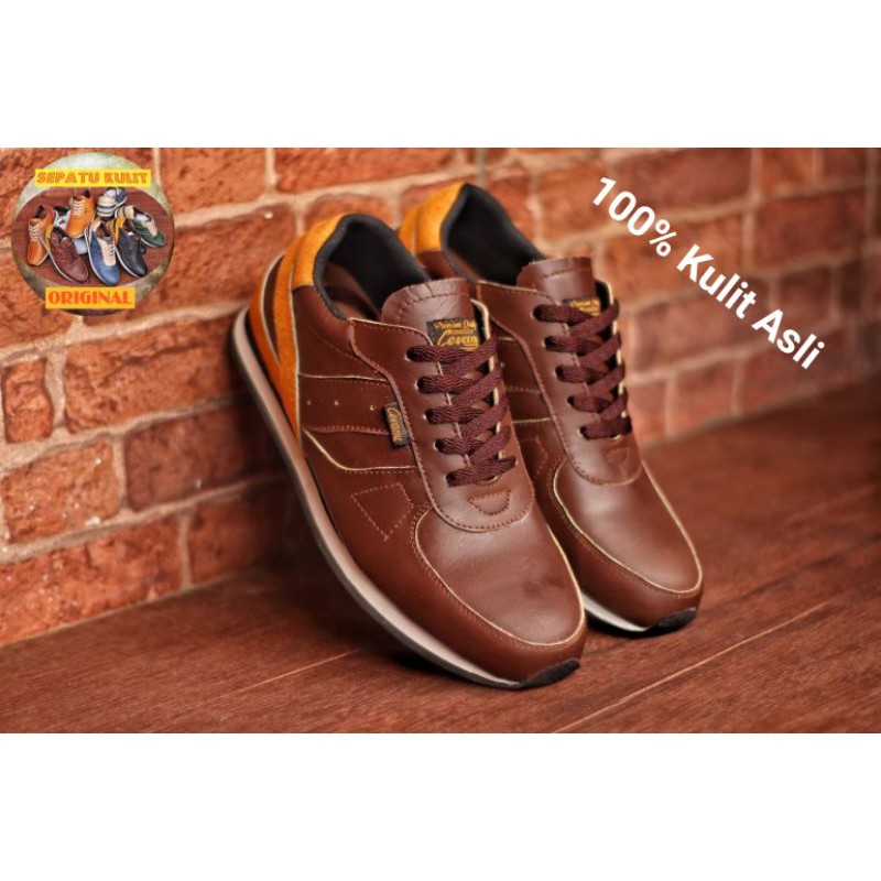 WOLF|100% KULIT ASLI SNEAKERS PRIA KASUAL SPORTY CEVANY JELLAL ORIGINAL CH1