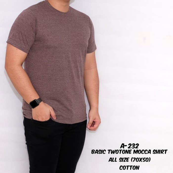 Kaos pria lengan pendek BASIC TWOTONE - Abu-abu