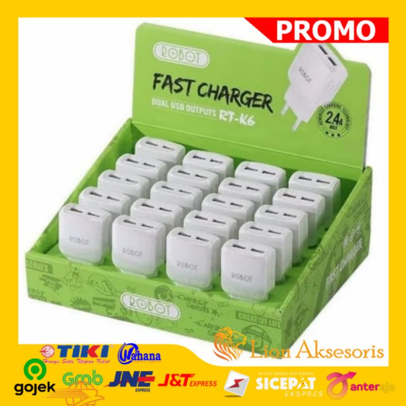 Batok Charger Robot RT-K6 Usb Kepala Charger 2Amper ORIGINAL ROBOT