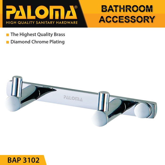 PALOMA BAP 3102 Kapstok Gantungan Baju Handuk Rak Hanger Mandi 2 Kait