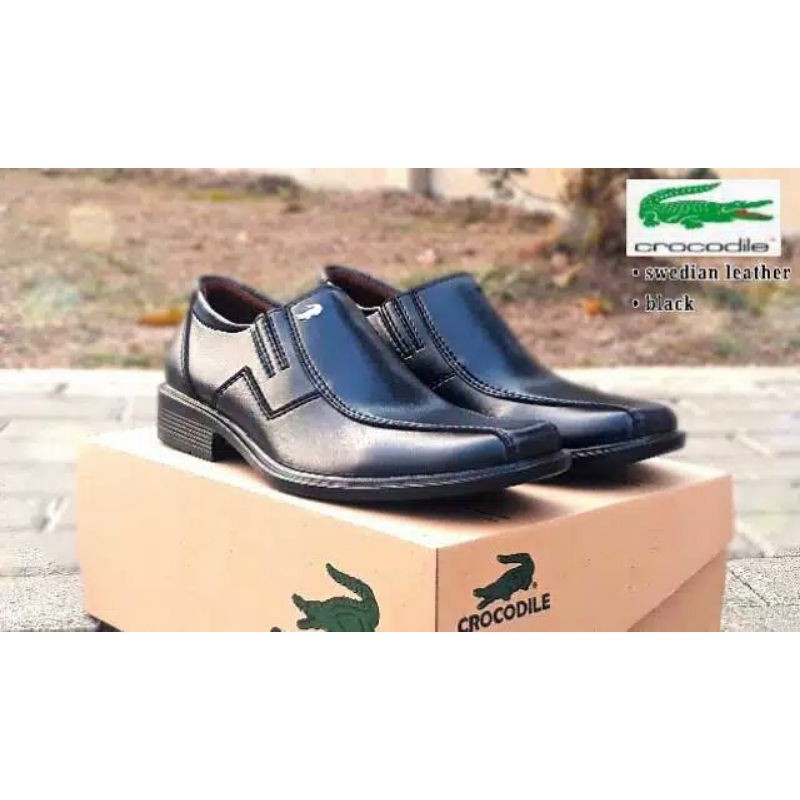 GROSIRBANDUNG | Sepatu Pantofel Pria Crocodile Hitam Formal Casual Pria Semi Kulit Original Handmade