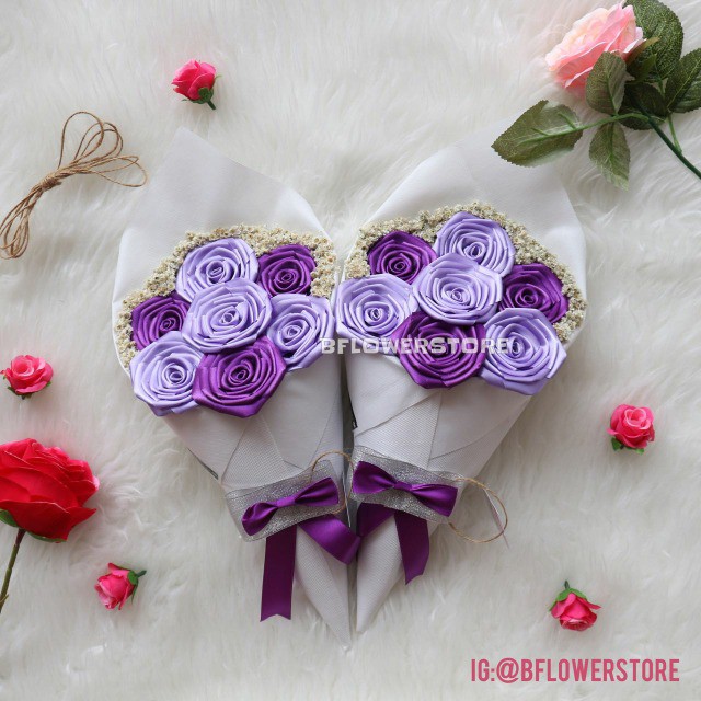 Special Produk HAND BOUQUET BUCKET BUKET BUNGA PUTA WISUDA EDELWEIS EDELWEISS Elegant