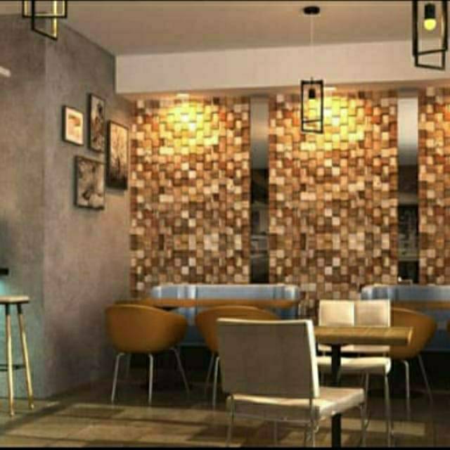 Wallpaper Dinding kayu jati cube