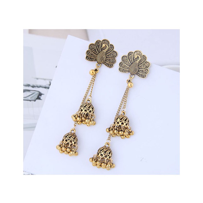 LRC Anting Tusuk Fashion Peacock Bells A59645