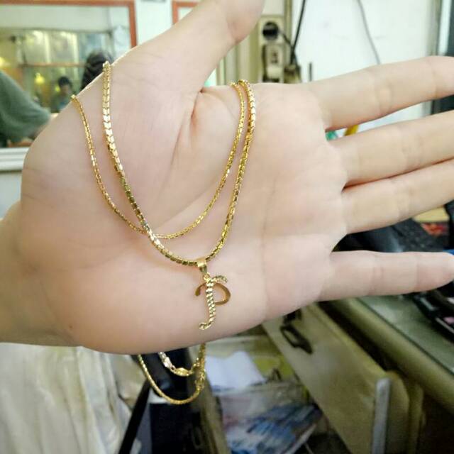 Kalung Emas Miyata 420 + Liontin huruf 375