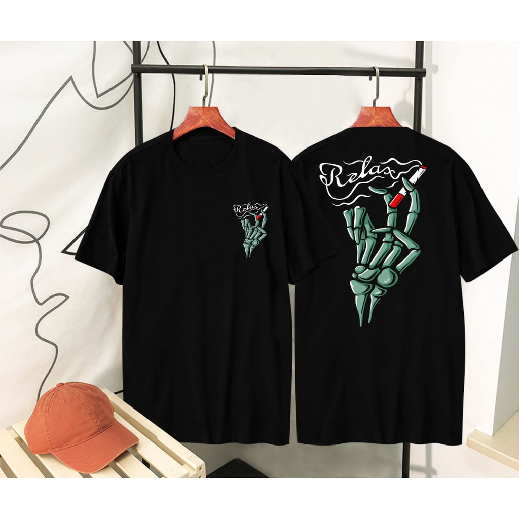 Kaos murah Kaos distro murah baju  distro pria t-shirt murah combed30s RELAX JARI HITAM