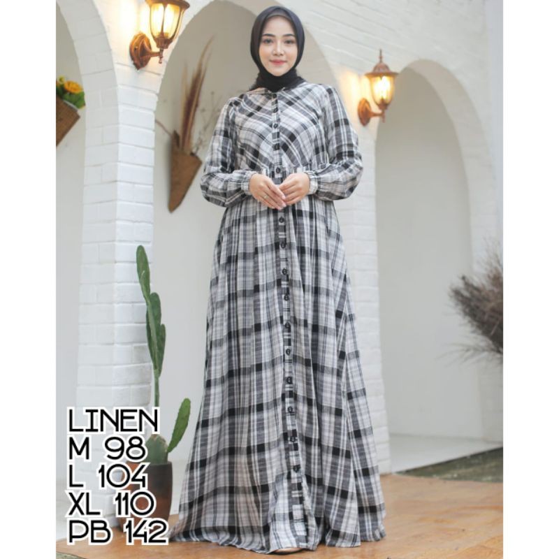 gamis cantik wanita linen dan flanel