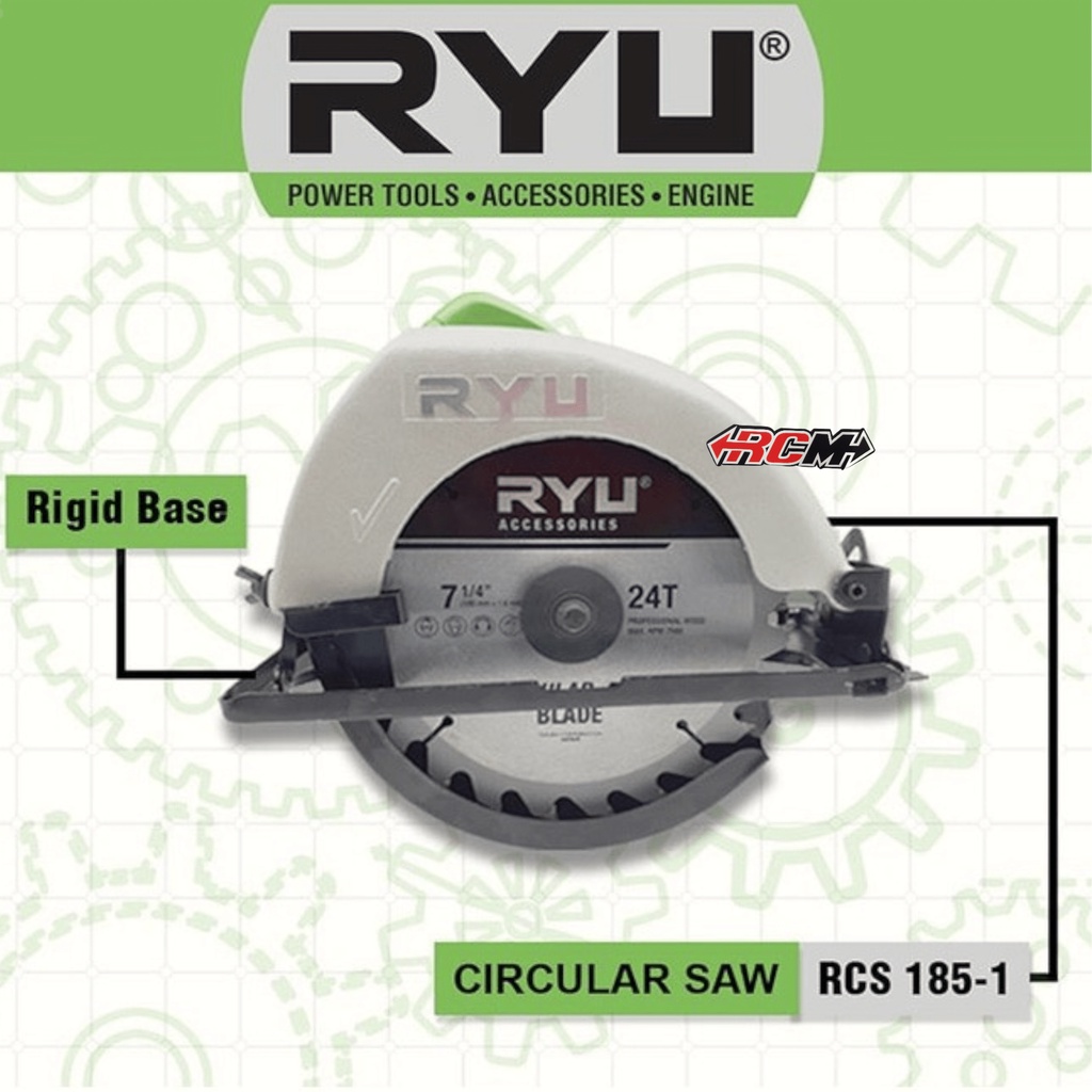 RCS185-1 RCS 185 - 1 ALAT MESIN PEMOTONG POTONG GERGAJI KAYU SIRKULAR CIRCUAL SAW 7&quot; 7 INCH IN INC ORI ORIGINAL RYU TEKIRO ASLI