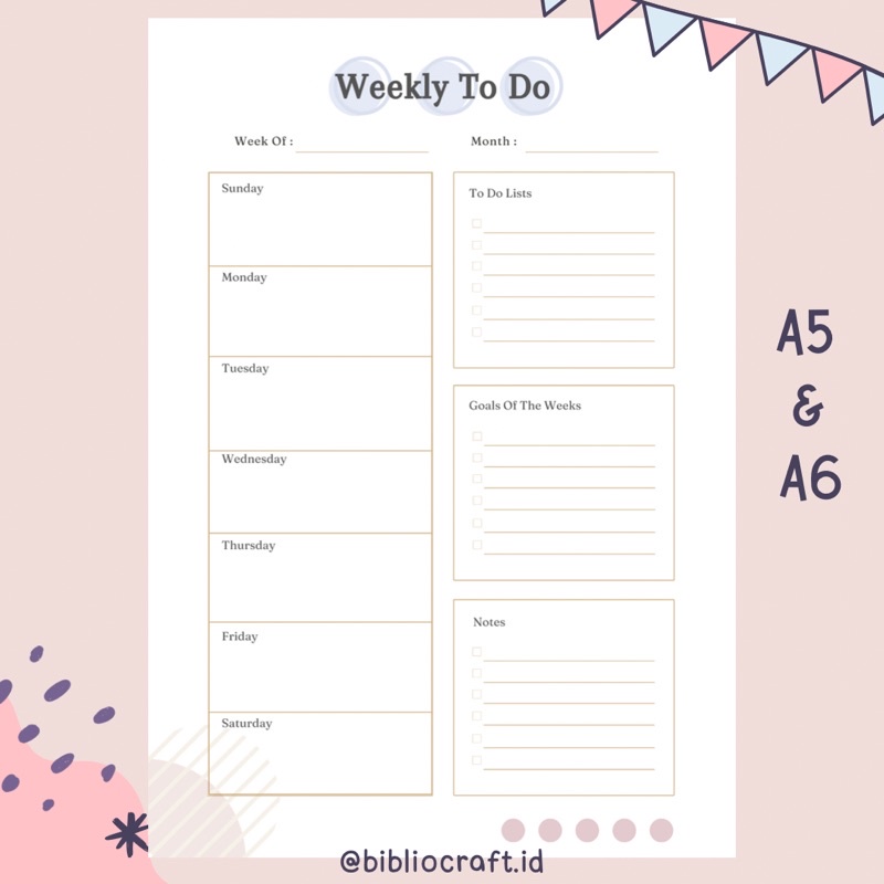 

Bibliocraft Loose Leaf A5 & A6 | 20 holes | 20 Lubang | 6 Holes | 6 Lubang - Grey Dots Weekly To Do