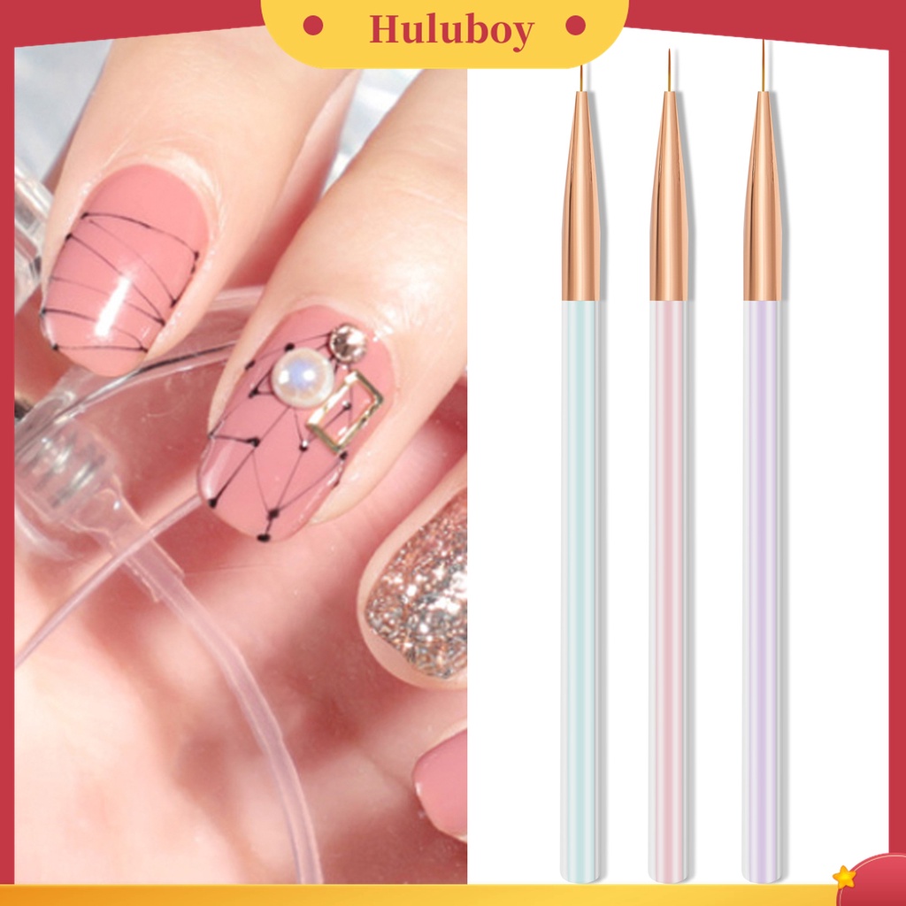 Huluboy Huluboy♡ 3pcs / Set Pen Liner Kuku Anti Karat Bahan ABS Warna Macaron Untuk Nail Art