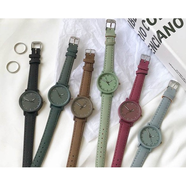 ✅COD [BBS] Jam Tangan Wanita Jhui Quartz Minimalis – Tali Kulit Warna Elegan