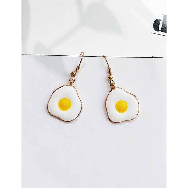 LRC Anting Gantung Fashion White Fried Eggs Shape Decorated E65823