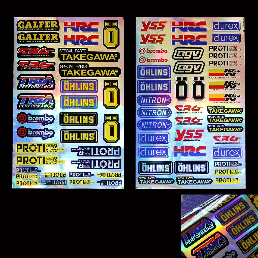 Sticker Decal Laser Glossy Anti Air Untuk Dekorasi Helm Motor Hrc Ohlins