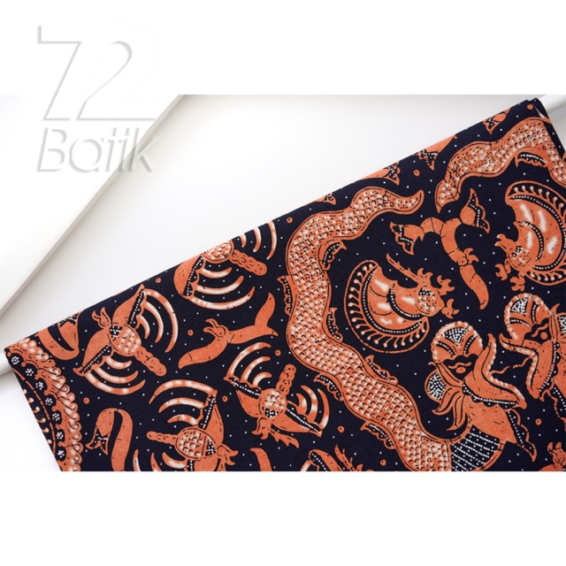 KAIN BATIK KATUN Premium Warna Hitam Item Black Orange Oren Oranye 729549 Cap 72 Jarik Jarit Samping Kebat Panjang Batik Katun Modern Premium Bahan Seragam Batik Pernikahan Kantor Keluarga Murah Kamen Jadi Batik Bali Lembaran