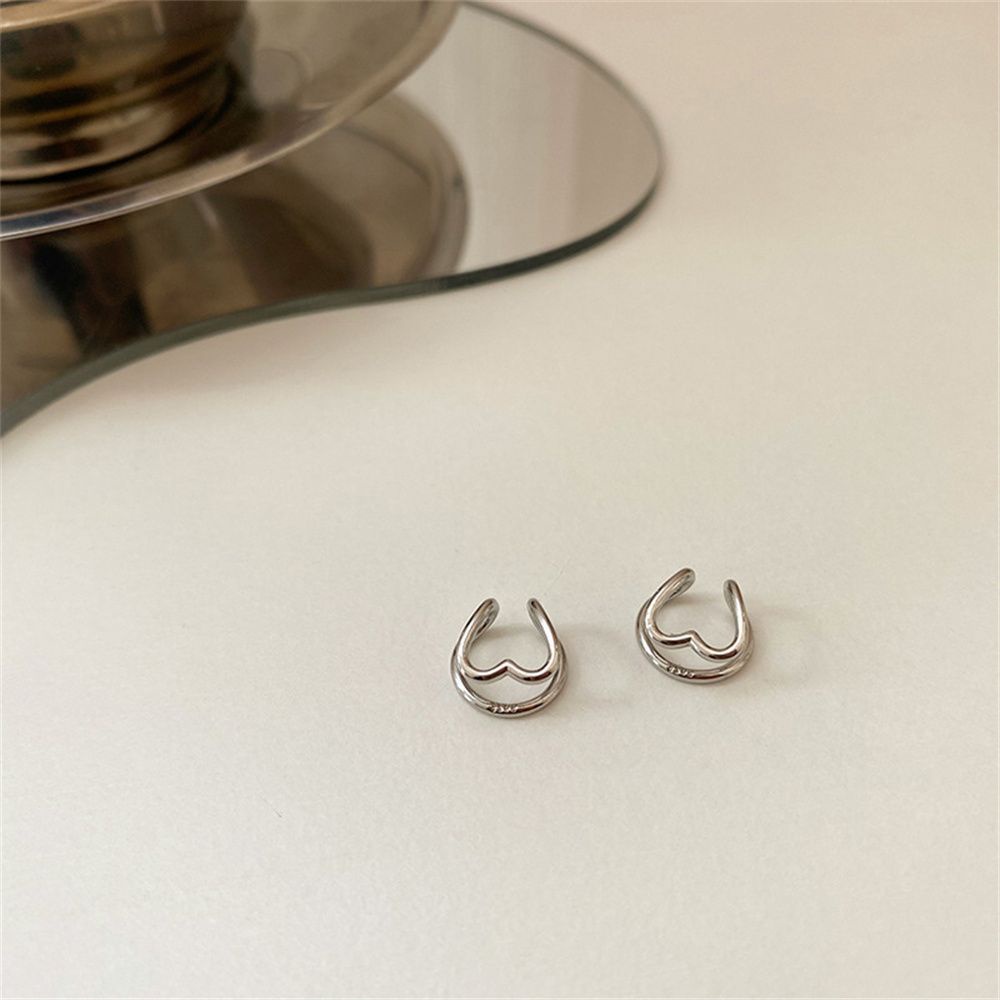 ROW Fashion No Piercing Earrings Girls C-shape Ear Clip Geometric Heart Clip Earrings Party Men Women Stackable Irregular Ear Cuff Aesthetic Jewelry