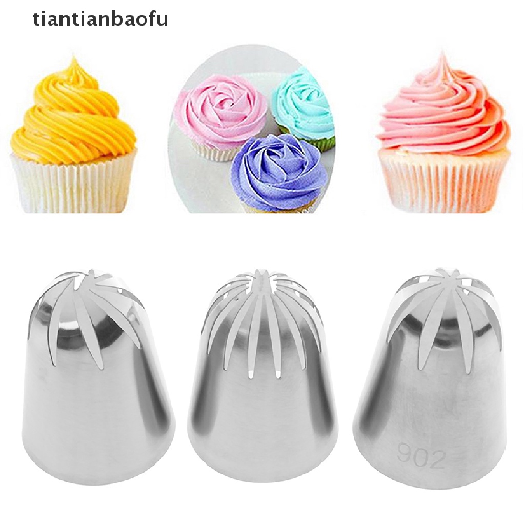 3 Pcs / Set Nozzle Icing Piping Krim Ukuran Besar Gaya Rusia Untuk Dessert Pastry