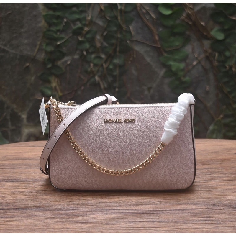 MK JET SET TRAVEL MEDIUM ZIP POUCHETTE POWDER BLUSH