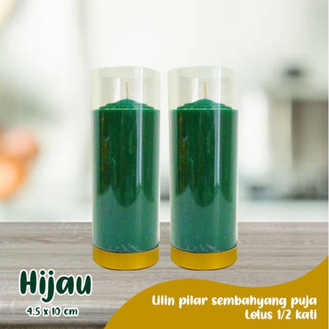 Lilin Lotus Hijau Serbaguna Pilar 1/2 Kati Sepasang