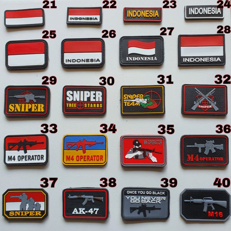 PATCH RUBBER LOGO SNIPER/SNJTA/GLOCK/TACTICAL/RUBBER PATCH SNIPER/TEMPELAN EMBLEM KARET VELCRO