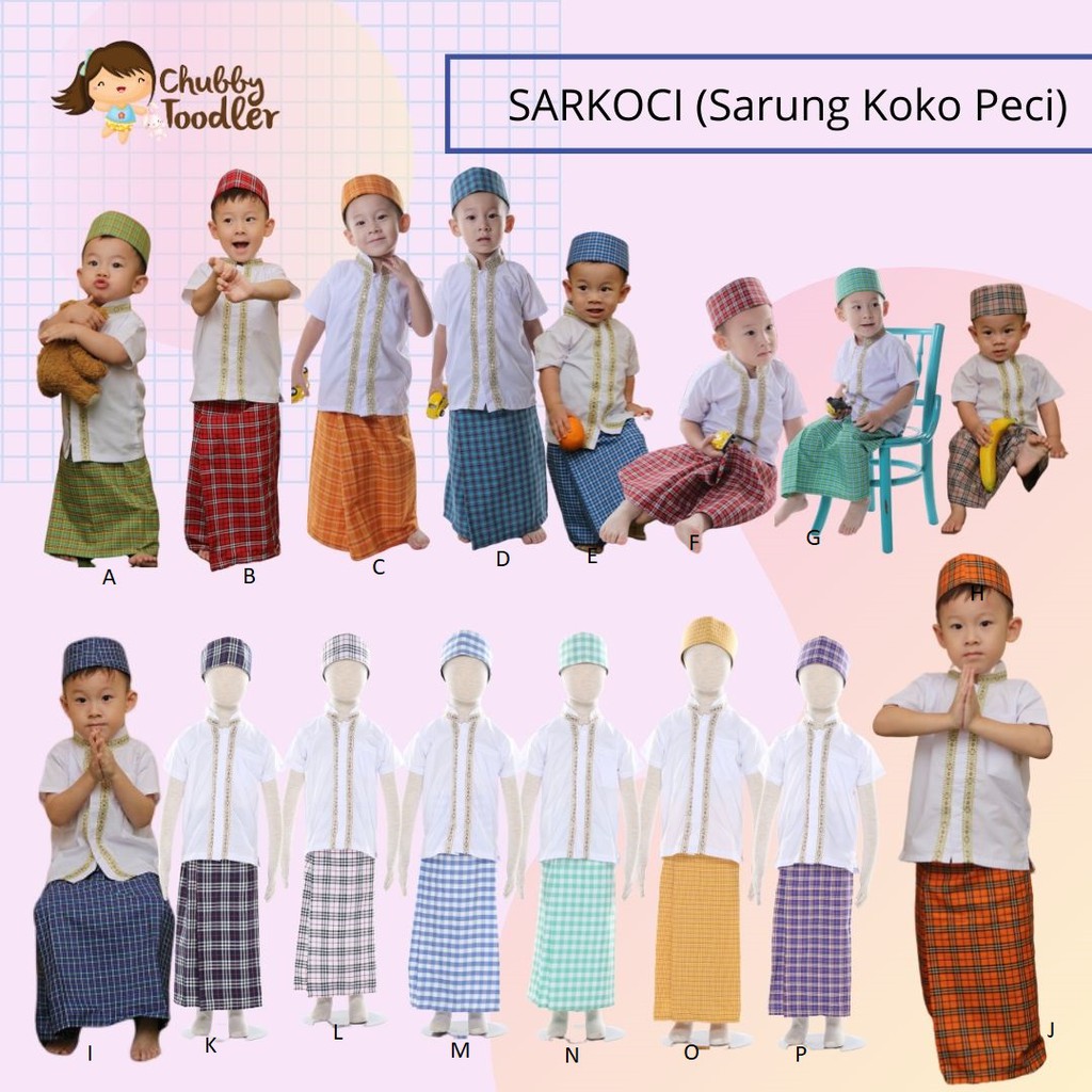 littlekiddoss SR2017 Sarkoci Sarung Koko Peci 3in1 Set Sarung Instant Anak Murah 2-7Tahun