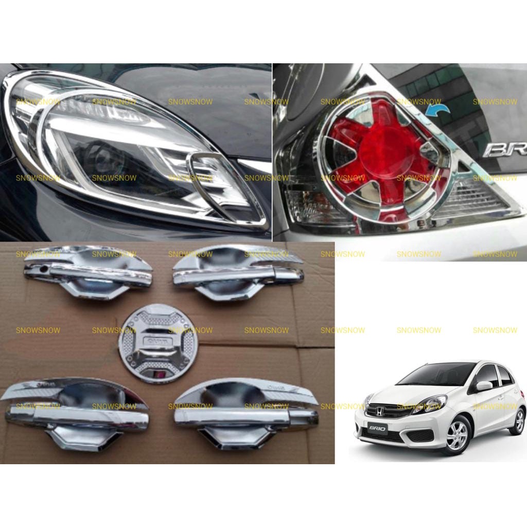 Paket Garnish Depan Belakang Outer Handle Tank Cover Brio Lama 2010 2015 Hitam Doff Chrome