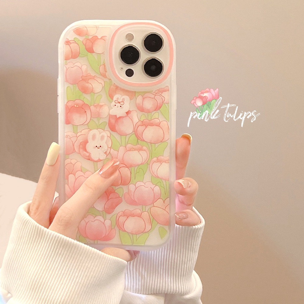 Case Pelindung Bahan tpu Buram Desain Tulip 13 Untuk iPhone 11 7Plus 8Plus Xr XS Max 13 12 Pro Max 11 11 7 8