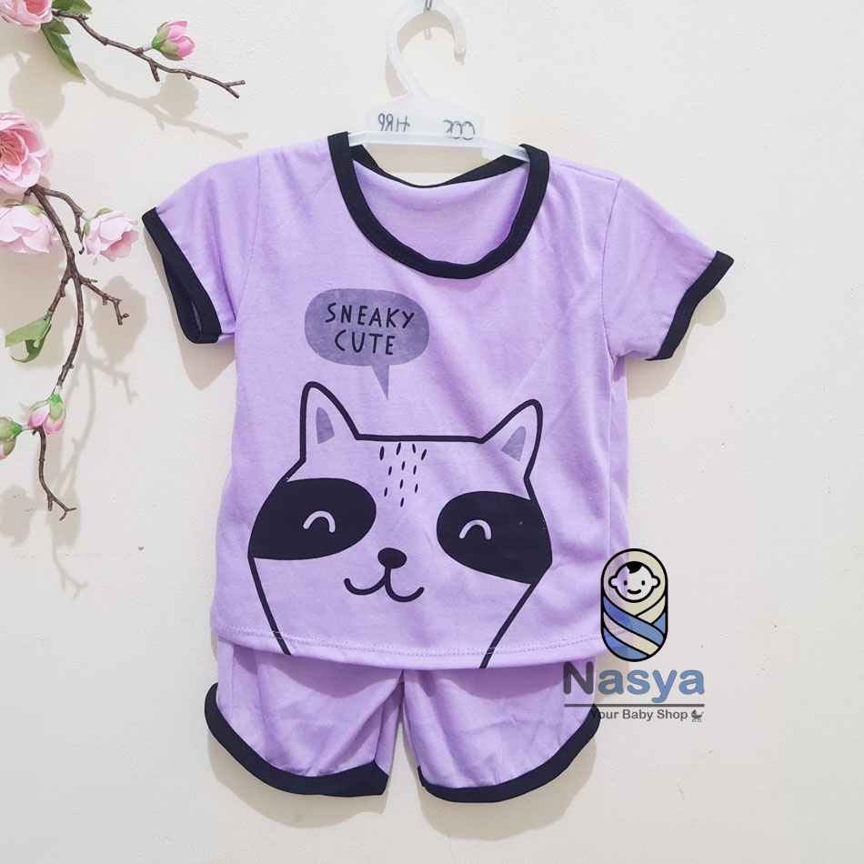 [J-015]  Setelan baju Bayi Perempuan Lucu - motif lucu (3-6 bulan)