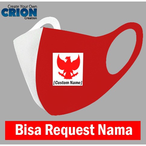 Masker merah putih indonesia logo garuda bisa request nama by crion