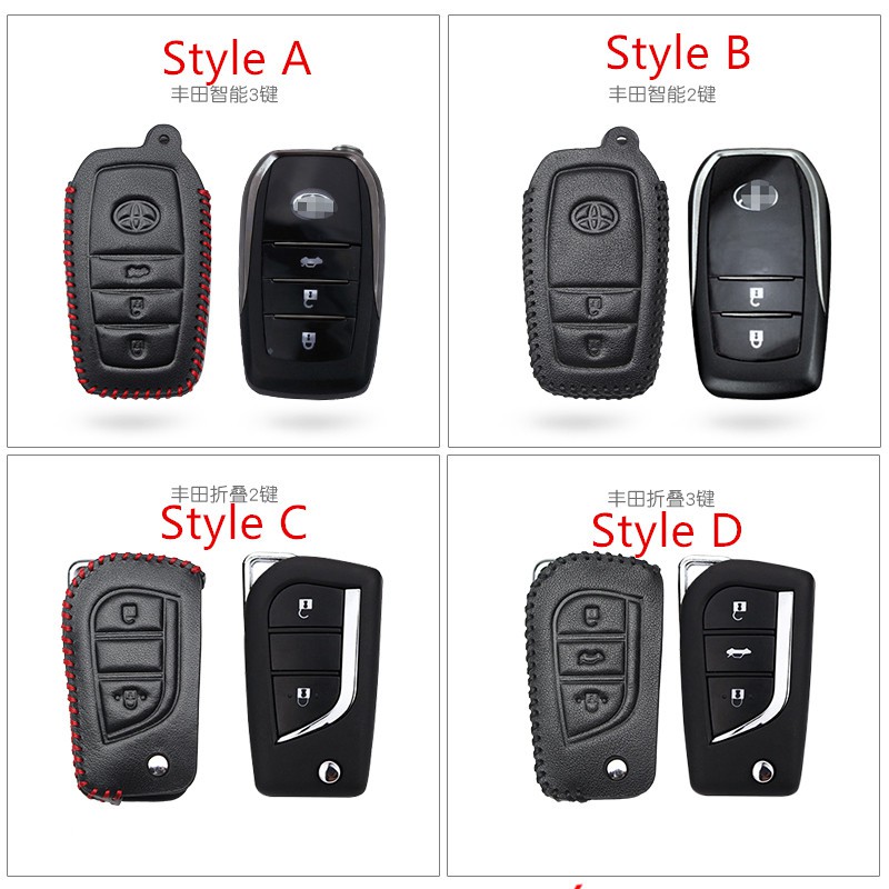 Cover Kunci Remote Mobil Keyless Bahan Kulit Untuk Toyota Camry / Fortuner RAV4 corolla C-HR