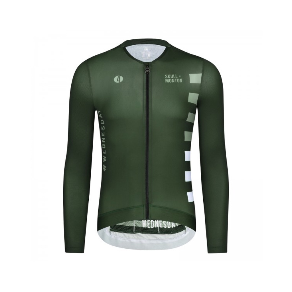 Jersey Sepeda Monton Long Sleeve Jersey Skull Wednesday II Green