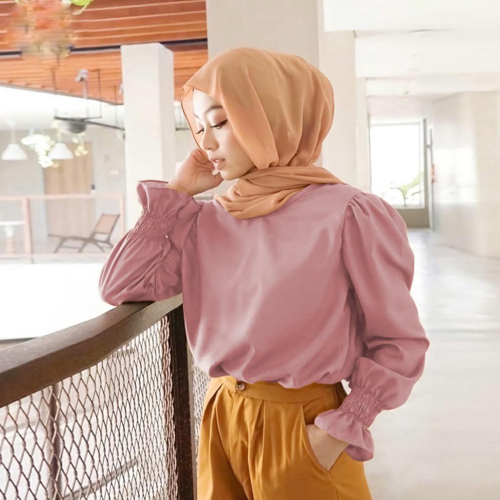 Meguri Blouse Pusatgrosir_solo/ Mosscrepe Polos Premium Termurah Hits Selebgram
