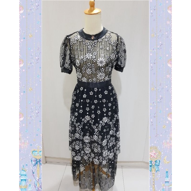 Self Portrait Deco Sequin Crew Neck Midi Dress Dupe