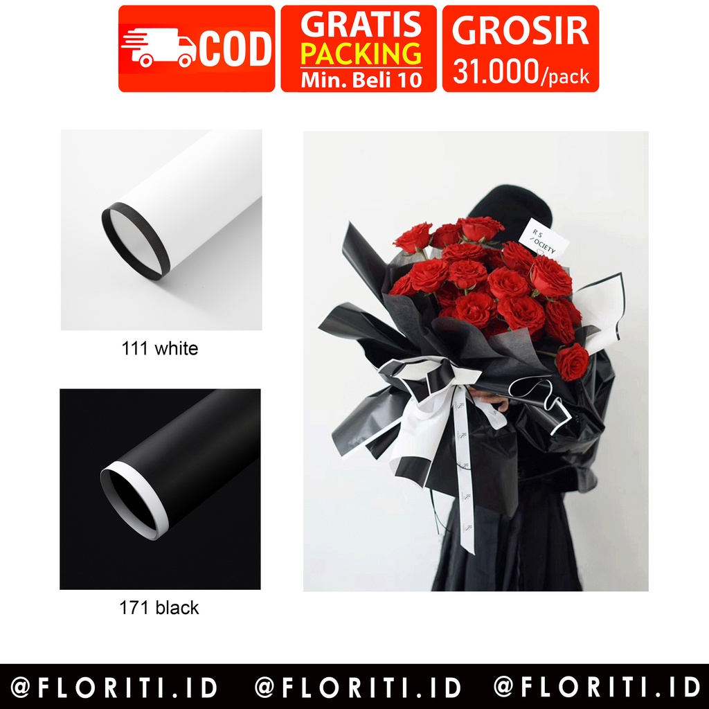 

(5 LEMBAR) Kertas Buket Cellophane Monochrome Frame Black White