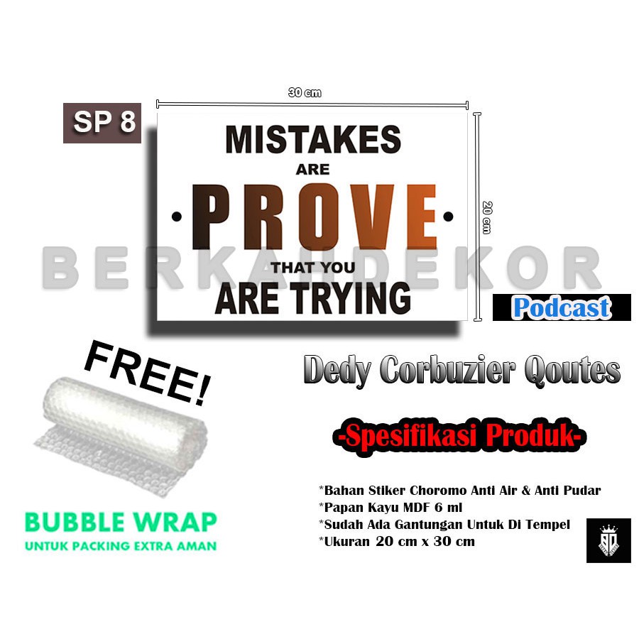 PODCAST SMART PEOPLE 8 Qoutes Deddy Corbuzier / Hiasan Dinding / Dekorasi Dinding / Pajangan Rumah