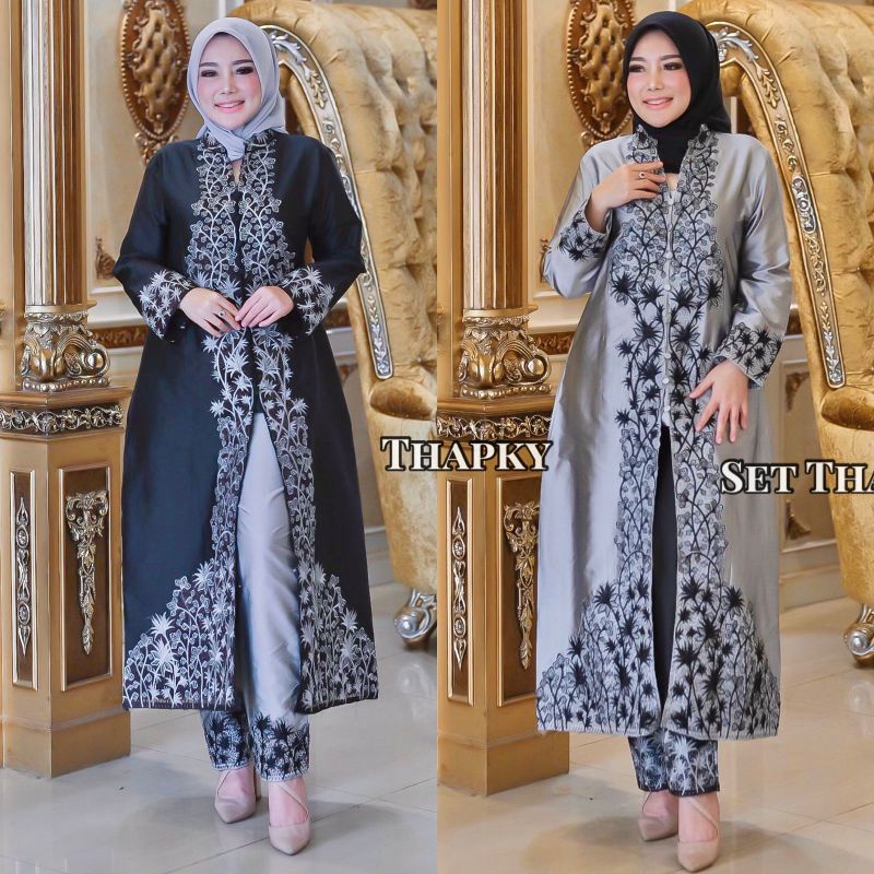 Setelan celana thapky//setelan baju tafetta/setelan tafetta terbaru