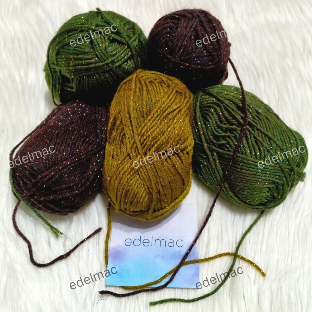 Benang Wool Yarn Gold Blink | Wol Rajut | Macrame Weaving | Crochet