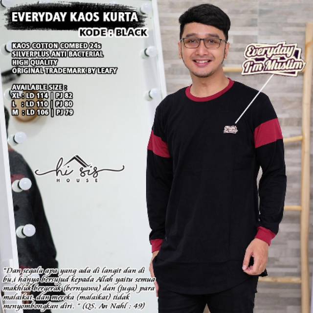Kaos Muslim Pria Kurta / Kaos Gaul Lengan Panjang Modern