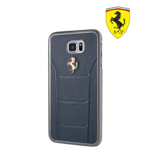 Ferrari - Gold Debossed Leather - Case / Casing Samsung Galaxy Note FE - Blue