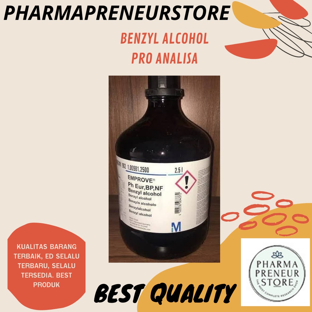 BENZYL ALCOHOL PRO ANALISA 50 ML DAN 100 ML KEMASAN MERCK BEST QUALITY